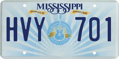 MS license plate HVY701