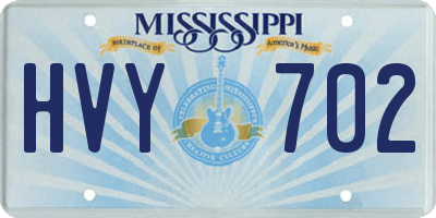 MS license plate HVY702
