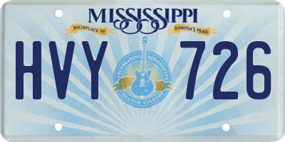 MS license plate HVY726