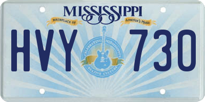 MS license plate HVY730