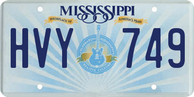 MS license plate HVY749
