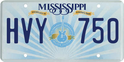 MS license plate HVY750