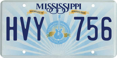 MS license plate HVY756