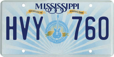 MS license plate HVY760