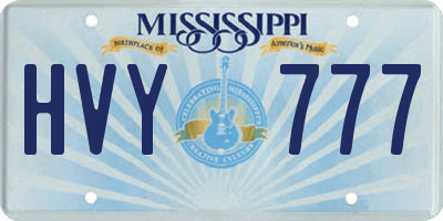 MS license plate HVY777