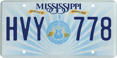 MS license plate HVY778