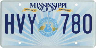 MS license plate HVY780