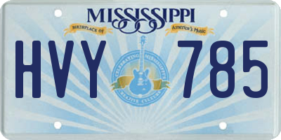 MS license plate HVY785