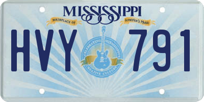 MS license plate HVY791
