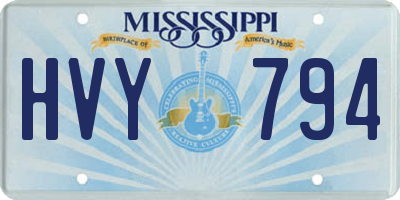 MS license plate HVY794