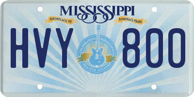 MS license plate HVY800