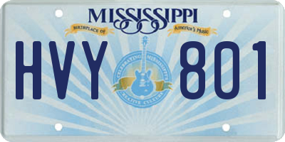 MS license plate HVY801