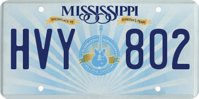 MS license plate HVY802
