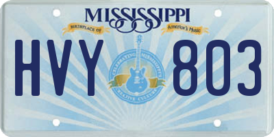 MS license plate HVY803
