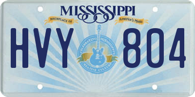 MS license plate HVY804