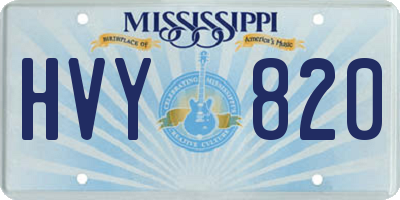 MS license plate HVY820