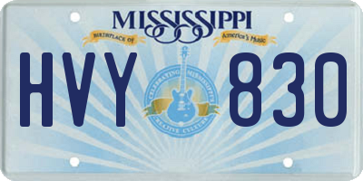 MS license plate HVY830