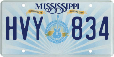 MS license plate HVY834