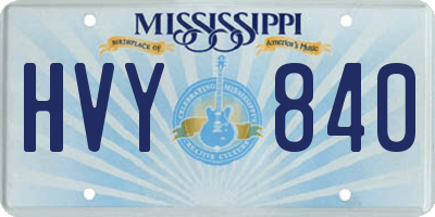 MS license plate HVY840
