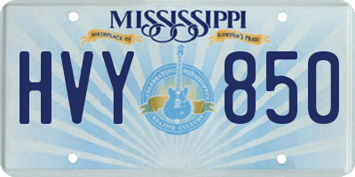 MS license plate HVY850