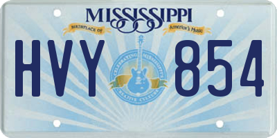 MS license plate HVY854