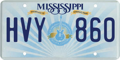 MS license plate HVY860