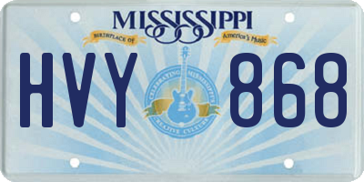 MS license plate HVY868