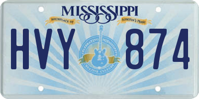 MS license plate HVY874