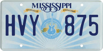 MS license plate HVY875