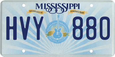 MS license plate HVY880
