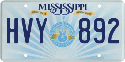 MS license plate HVY892