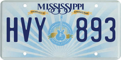 MS license plate HVY893