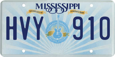 MS license plate HVY910