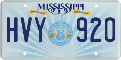 MS license plate HVY920