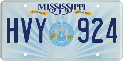 MS license plate HVY924