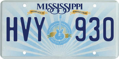 MS license plate HVY930
