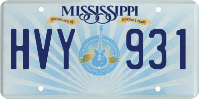 MS license plate HVY931