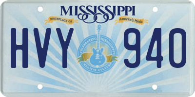 MS license plate HVY940