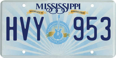 MS license plate HVY953