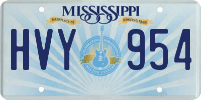 MS license plate HVY954