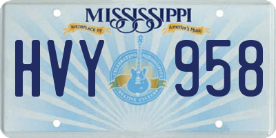 MS license plate HVY958