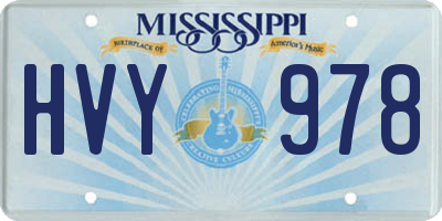 MS license plate HVY978