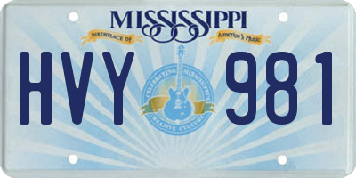 MS license plate HVY981