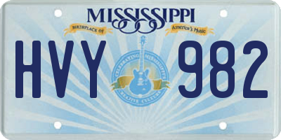 MS license plate HVY982