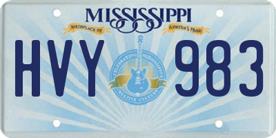 MS license plate HVY983