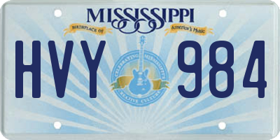 MS license plate HVY984
