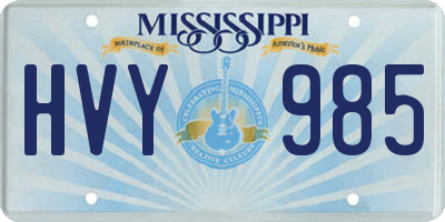 MS license plate HVY985