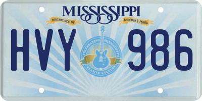 MS license plate HVY986