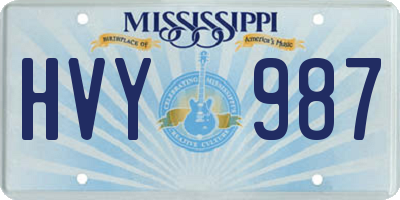 MS license plate HVY987