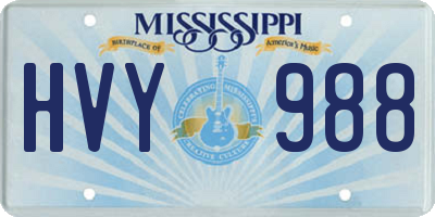 MS license plate HVY988